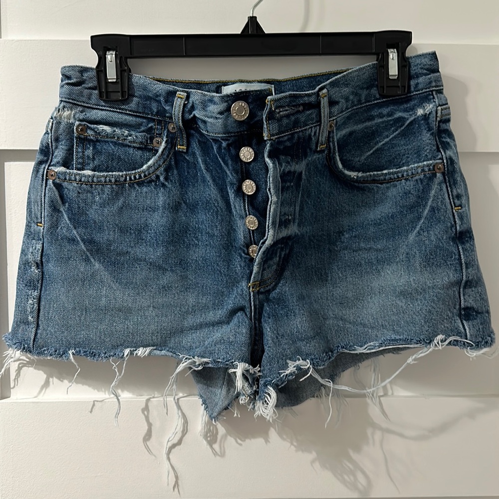 Agolde Parker Distressed Cutoff Shorts Medium Wash